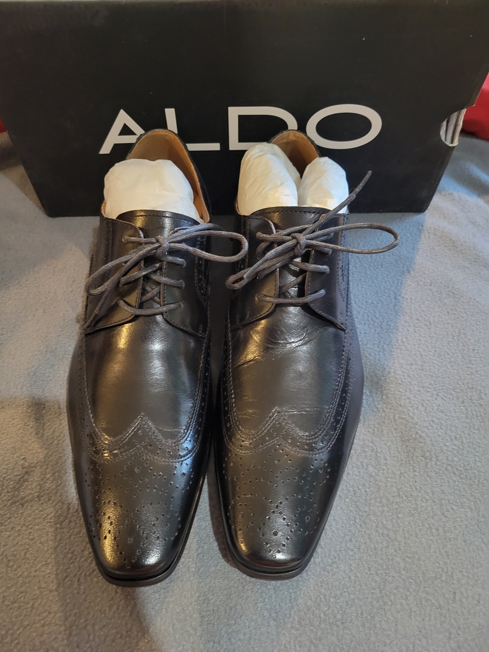 ALDO Men's Black Leather Wingtip Dress Shoes